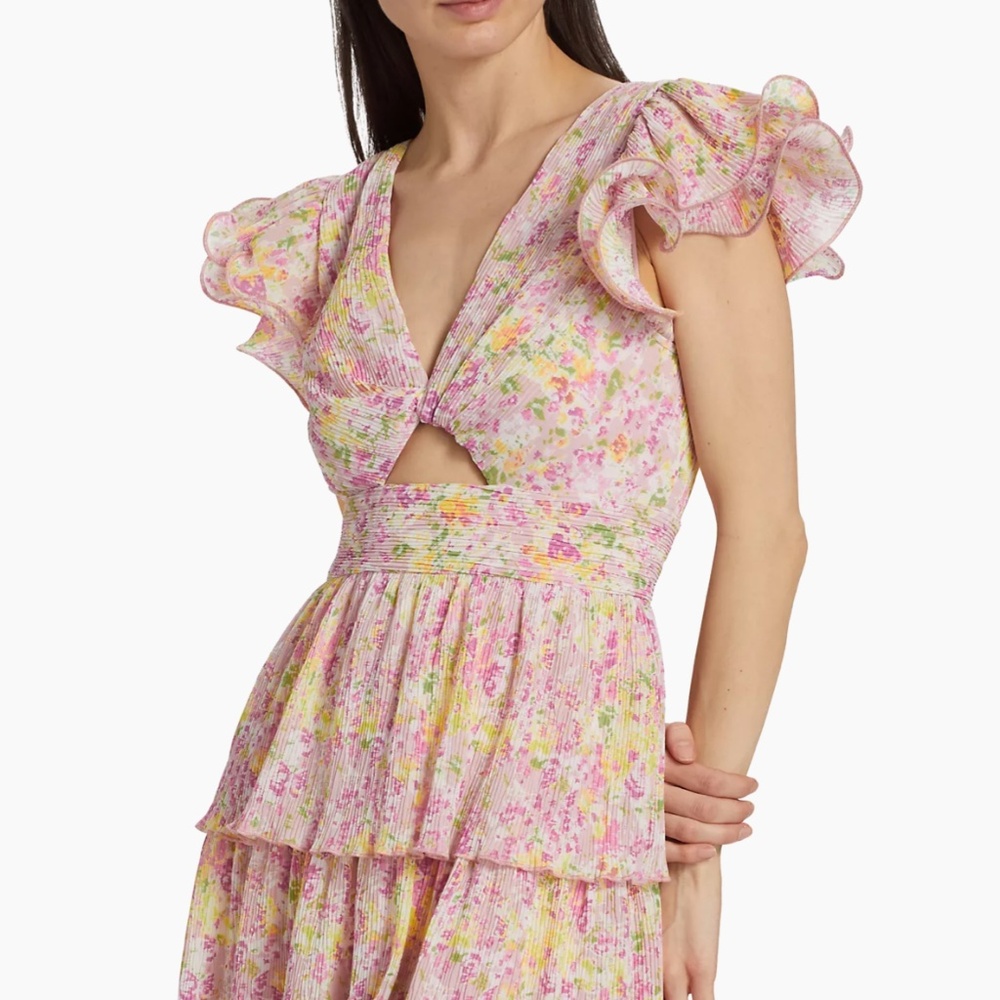 Astr dress chiffon tiered ruffle small